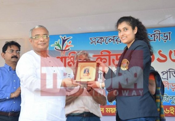 Tripura kick-boxing girl felicitated  
